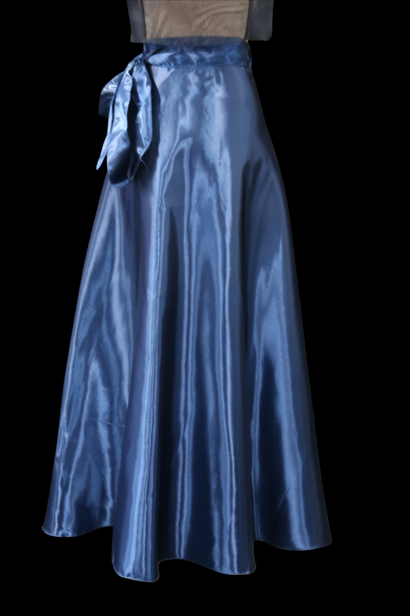 Satin Wrap Skirt - Navy Blue