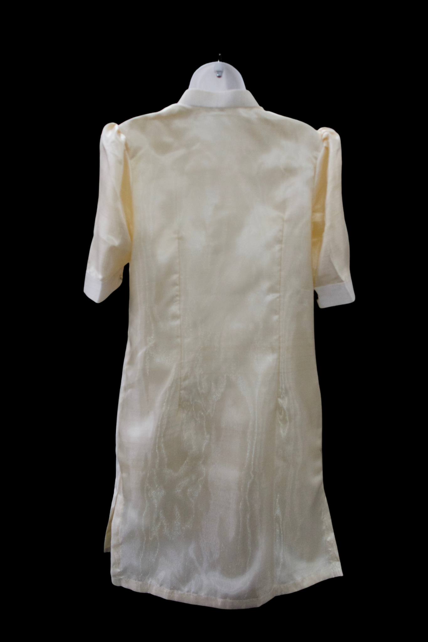 3/4 Puff Sleeve Barong Dress - Beige/Black 2