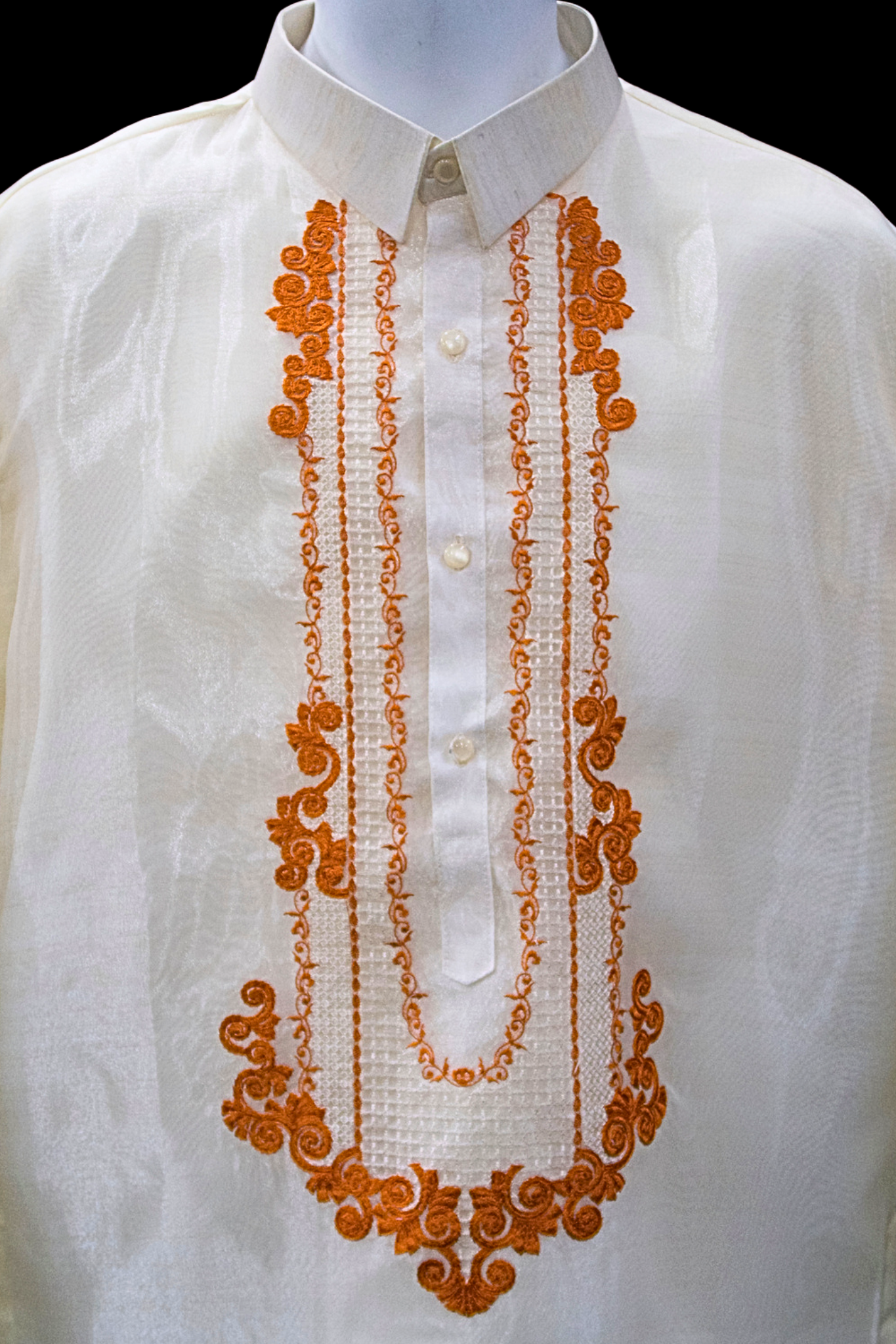 Organza Barong - Beige & Terracotta