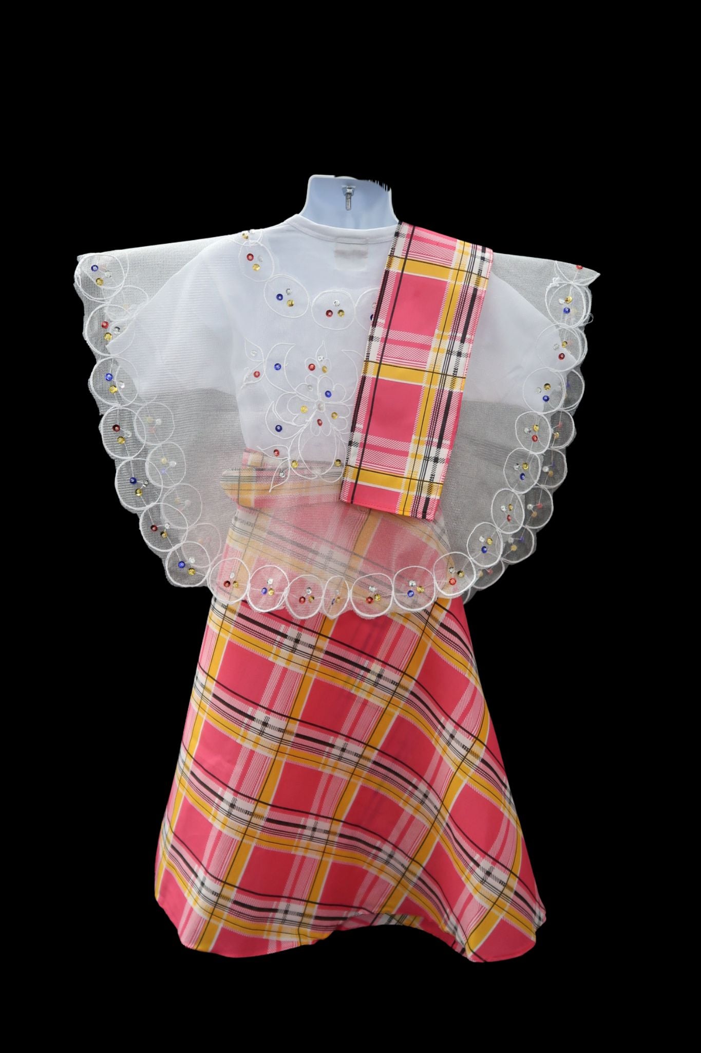 Girl's Baro't Saya - Pink Plaid