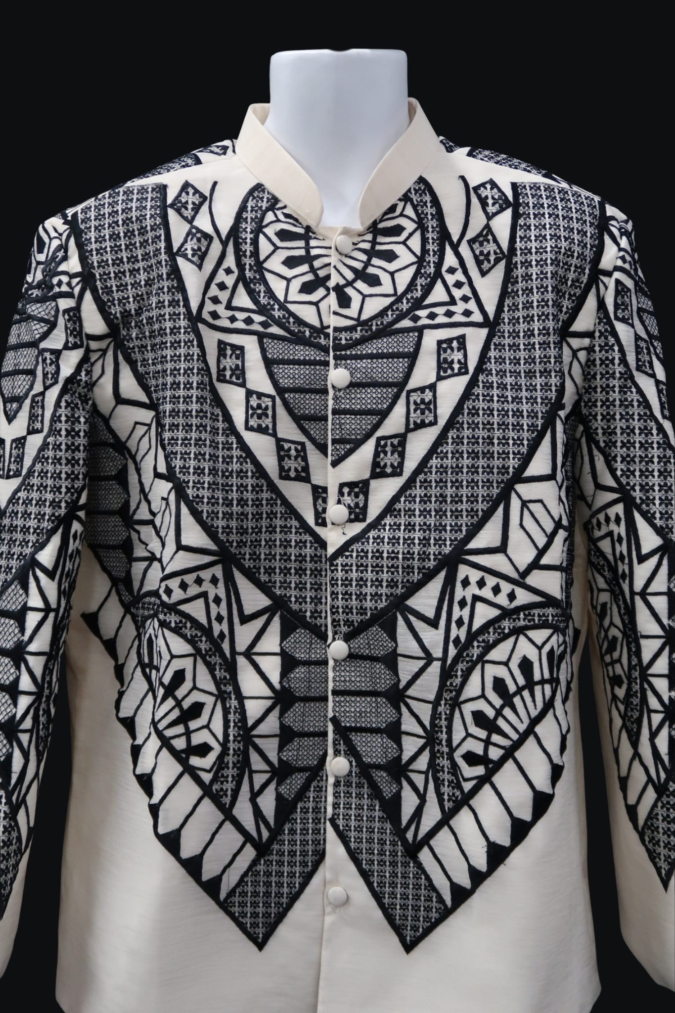 Haligi 3D Coat Barong - Beige/Black Jusilyn