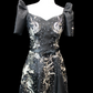 Black Mestiza Satin Gown w/ 3D Lace