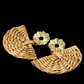 Pamaypay Rattan Earrings - Tan & Gold