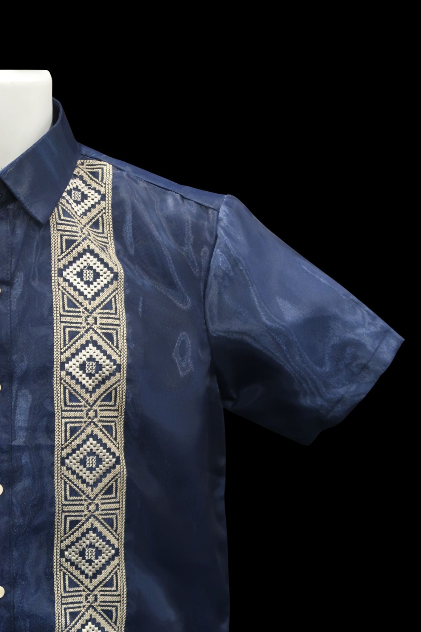 Diamond Polo Jack Barong - Navy Blue