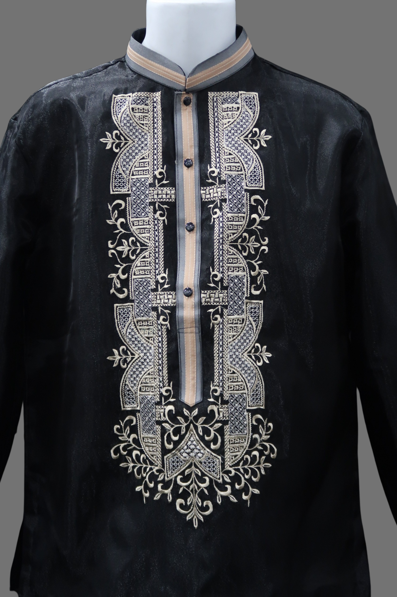Ilustrado Barong - Black & Mocha Organza