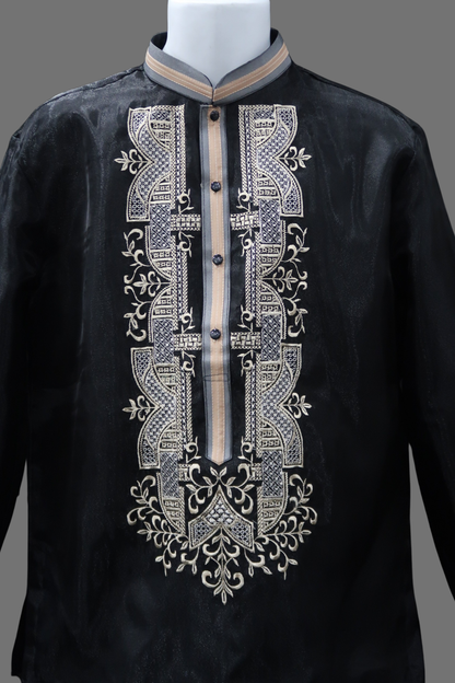 Ilustrado Barong - Black & Mocha Organza