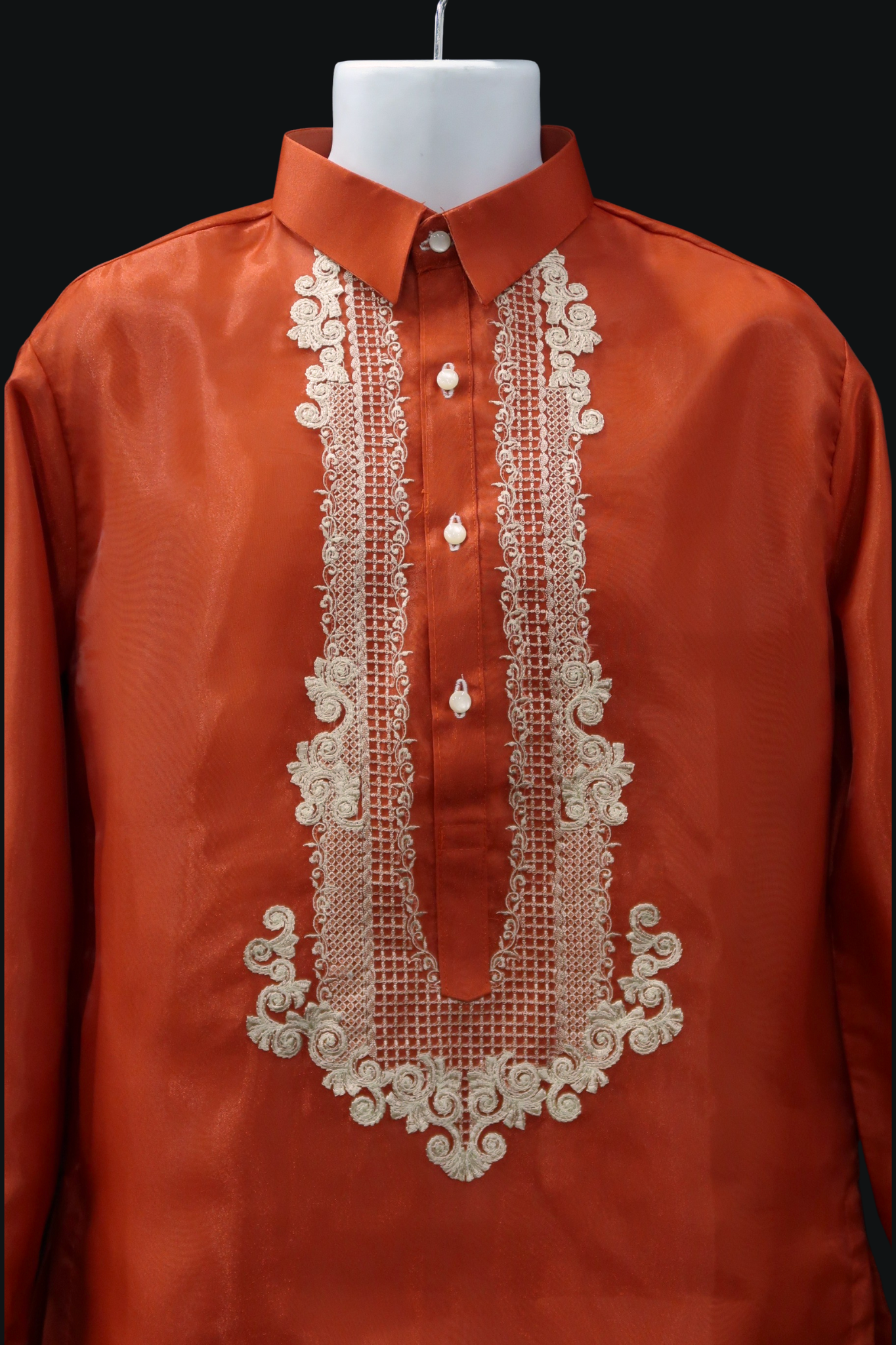 Red-Orange Organza Barong - Ezra