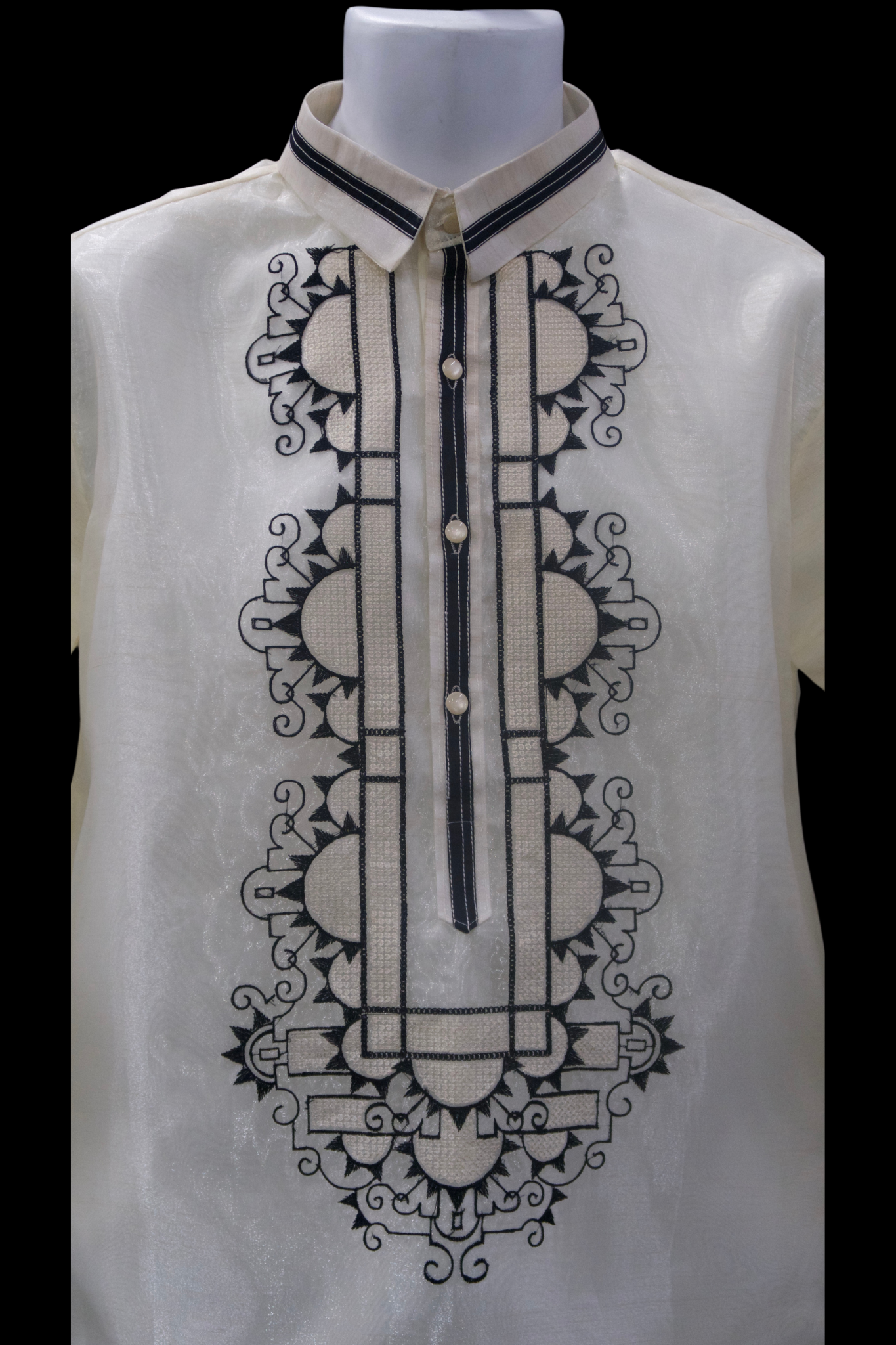 Beige/Black Organza Barong - Araw