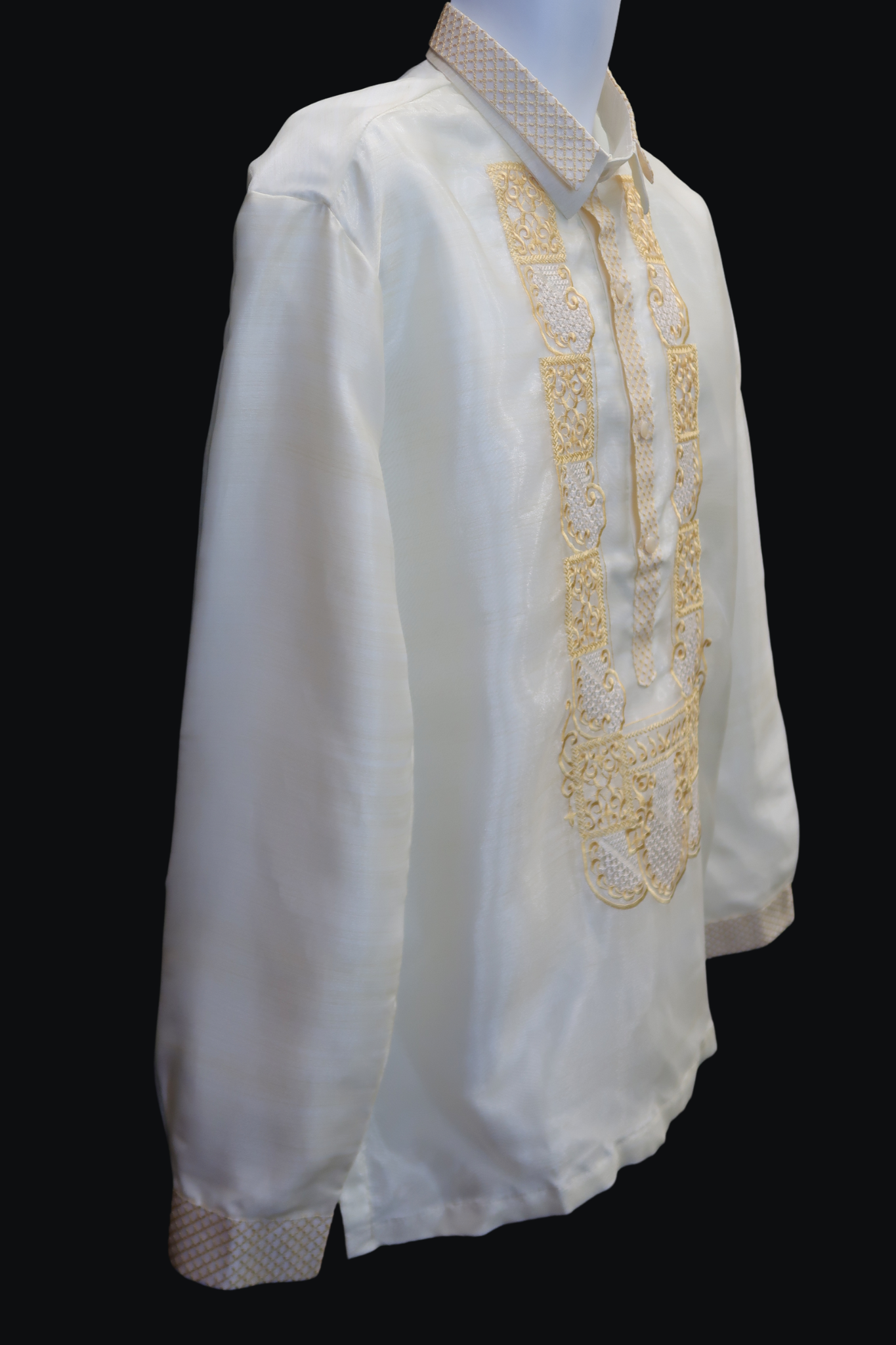 Beige & Gold Organza Barong – CMC Boutique LV