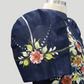 Hand Painted Single Button Bolero - Navy Blue