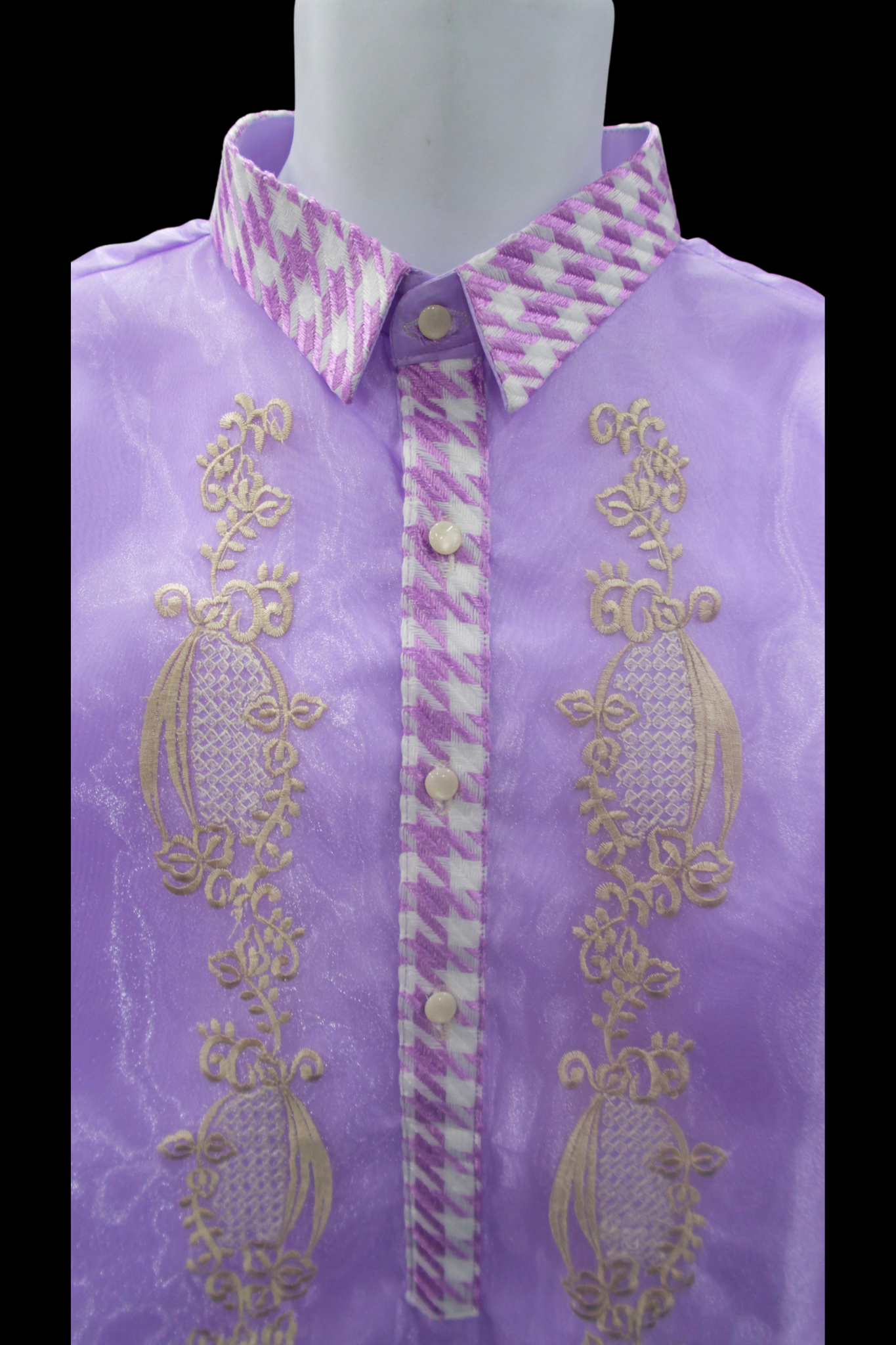 Houndstooth Organza Barong - Lavender