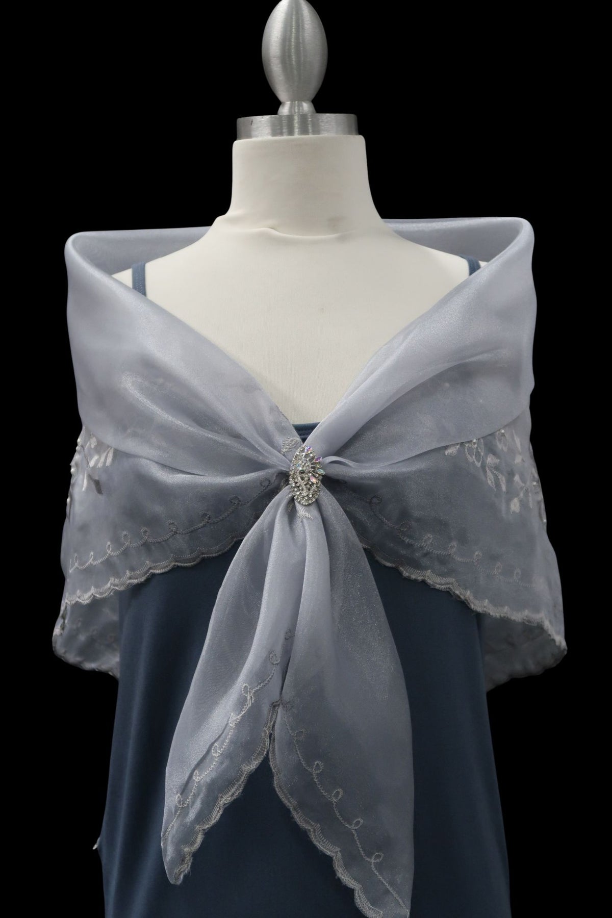 Light Gray Embroidered Alampay - Classic Drape (64")