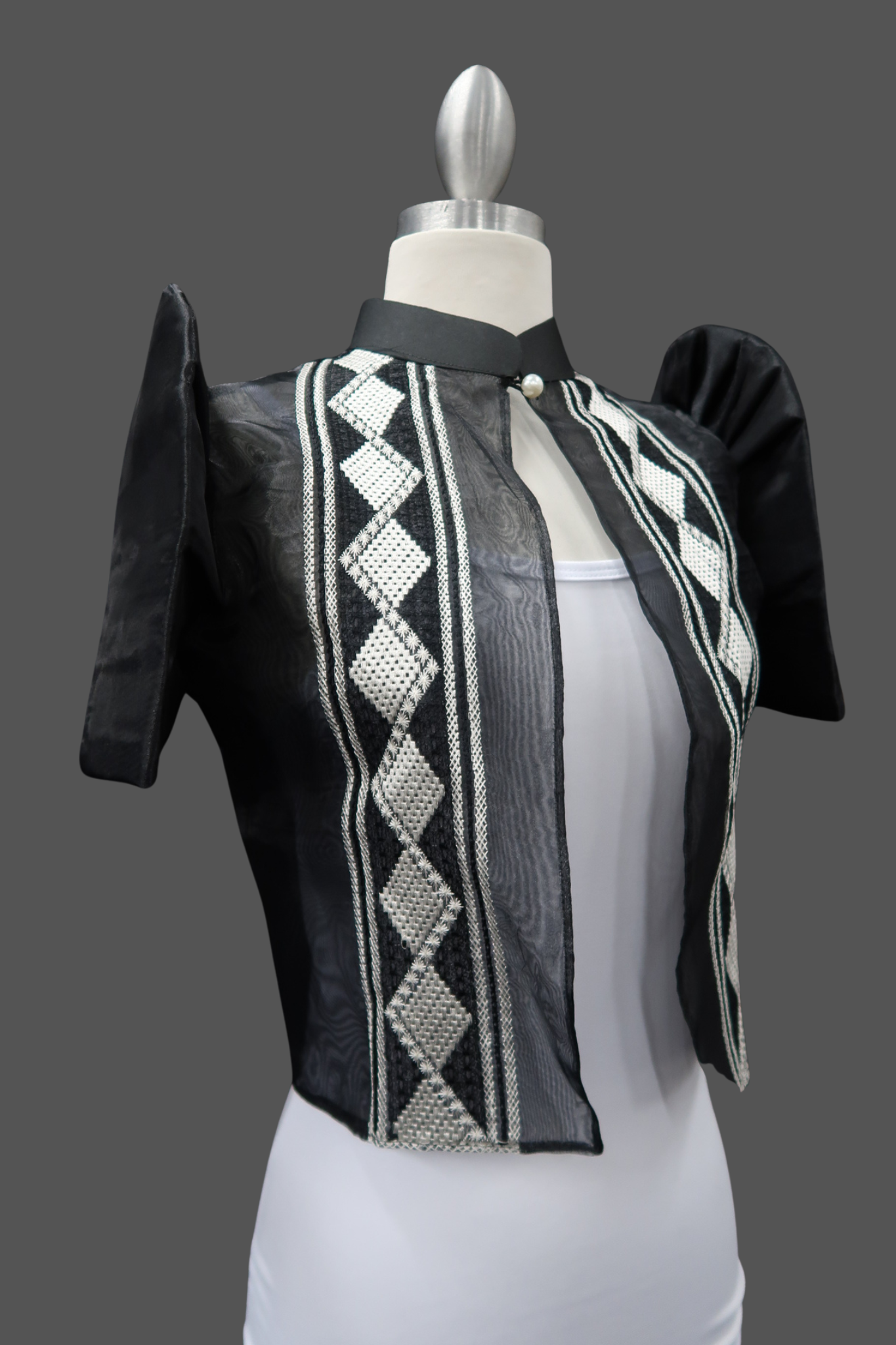 Diamond Single Button Bolero - Black