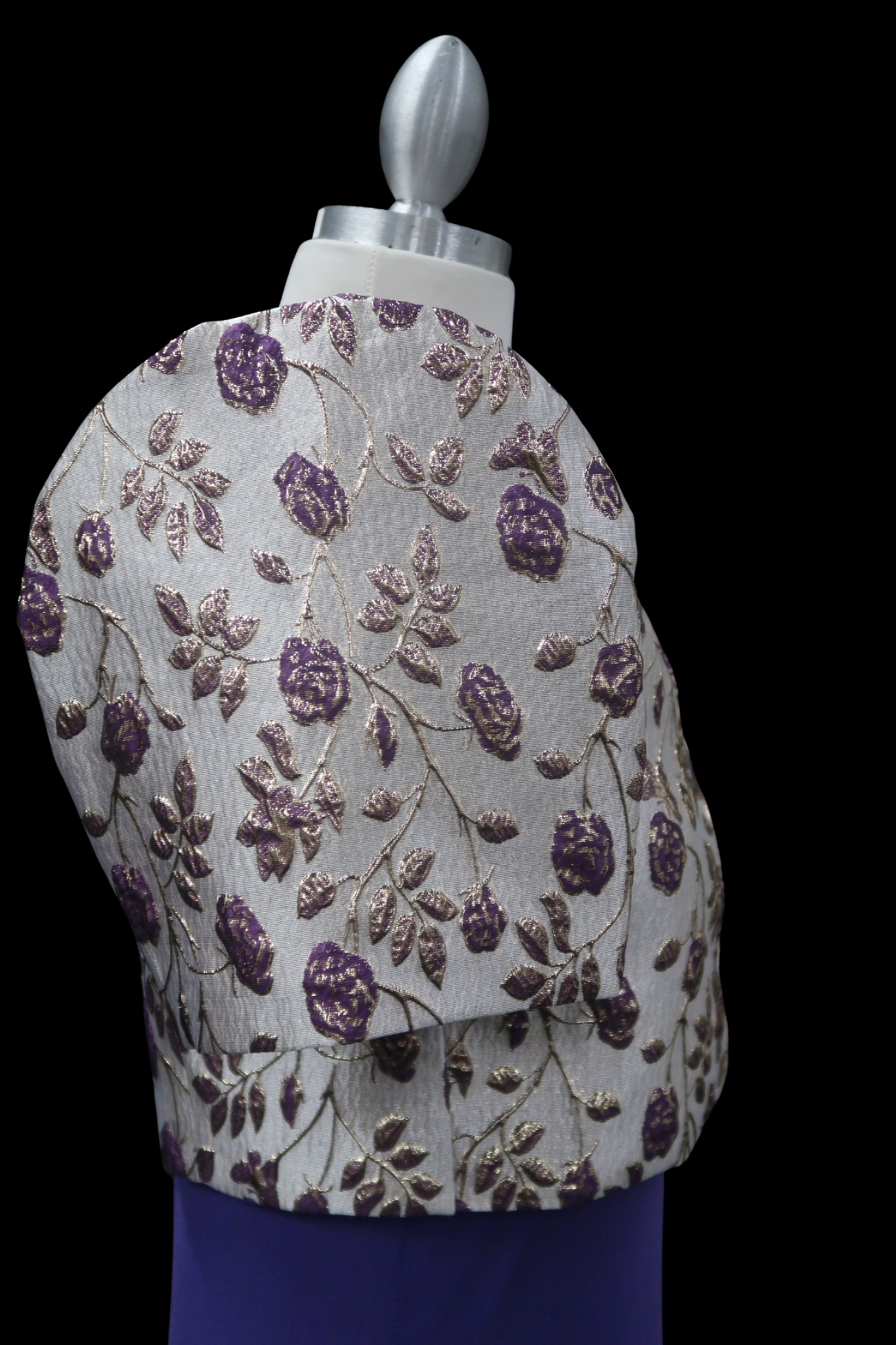 Jacquard Full Button Bolero - Purple/Gold