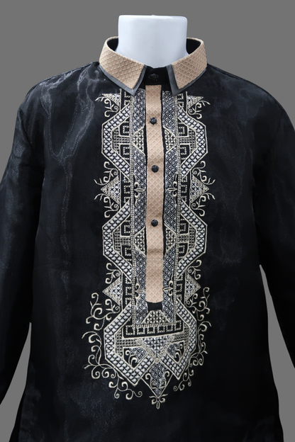 Dakila Barong - Black & Mocha Organza