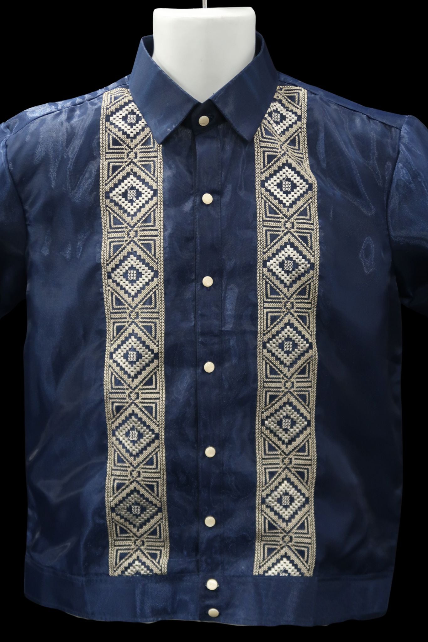 Diamond Polo Jack Barong - Navy Blue