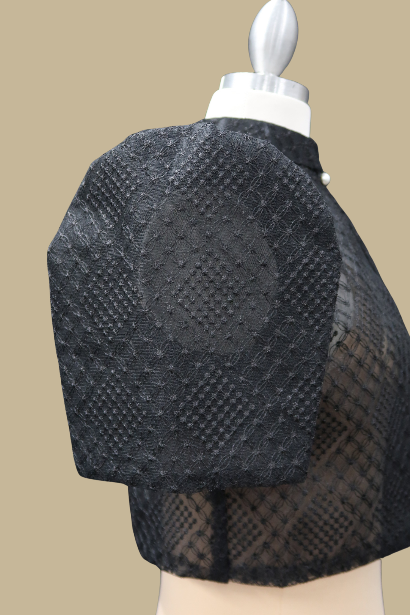 Full Lace Emb Diamond Bolero - Black