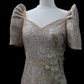 Serafina Rhinestone/Beaded Mestiza Gown - Beige