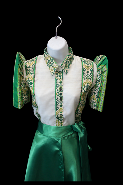 Tribal Print Inspired Mestiza Blouse - Green