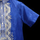 Short Sleeve Barong – Royal Blue Organza (Mark C Embroidery Designs)