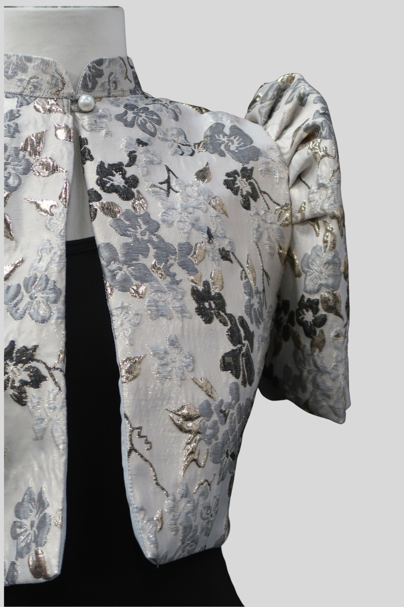 Jacquard Single Button Bolero - Black/Gray