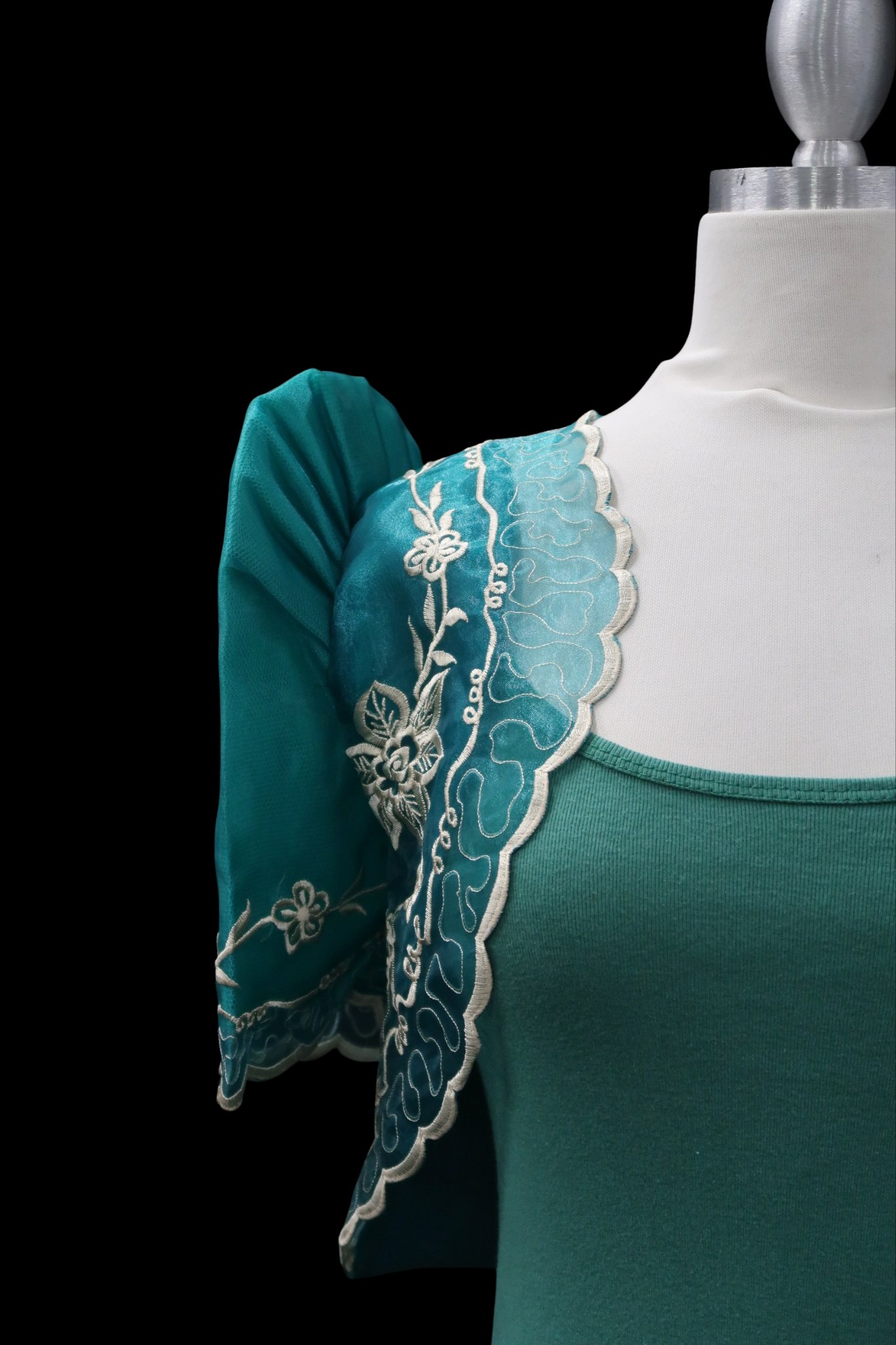 Tulle Crop Lace Bolero - Teal