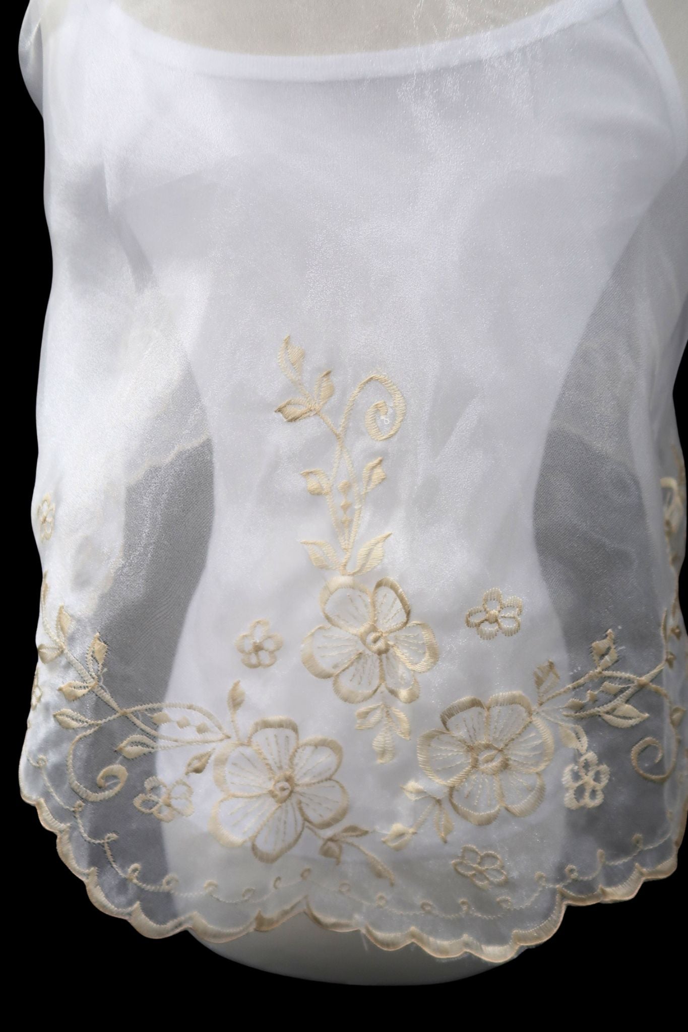 Ivory & Beige Embroidered Alampay - Petite Drape (60")