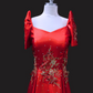 Diamond Satin Filipiniana Gown - Ruby Red