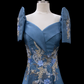 Metallic Gazar Overlap Gown - Dusty Blue