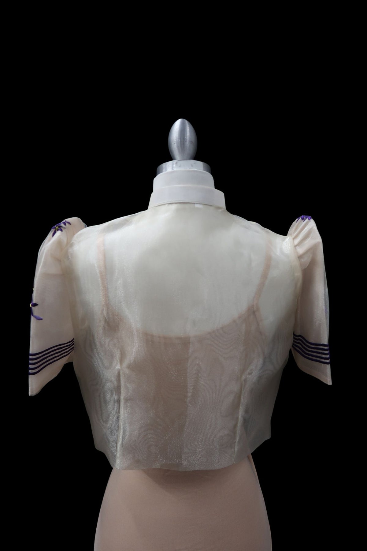 Florina Single Button Tulle Bolero - Beige/Purple
