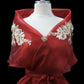Lace Applique Panuelo - Burgundy & Beige