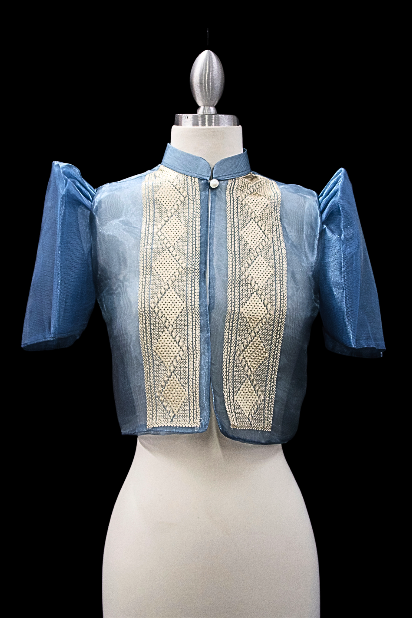 Diamond Single Button Bolero - Dusty Blue