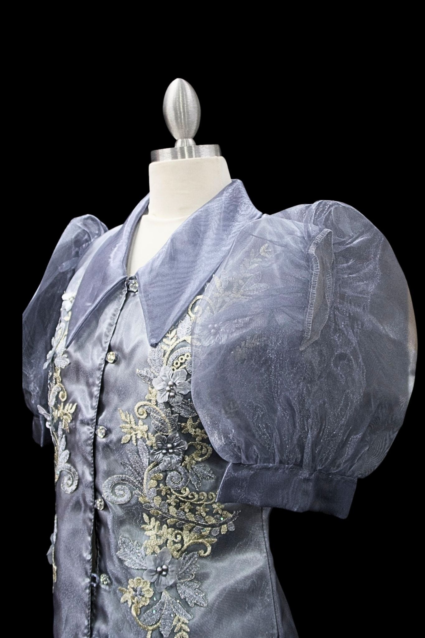 Puff Sleeve Blouse - Gray