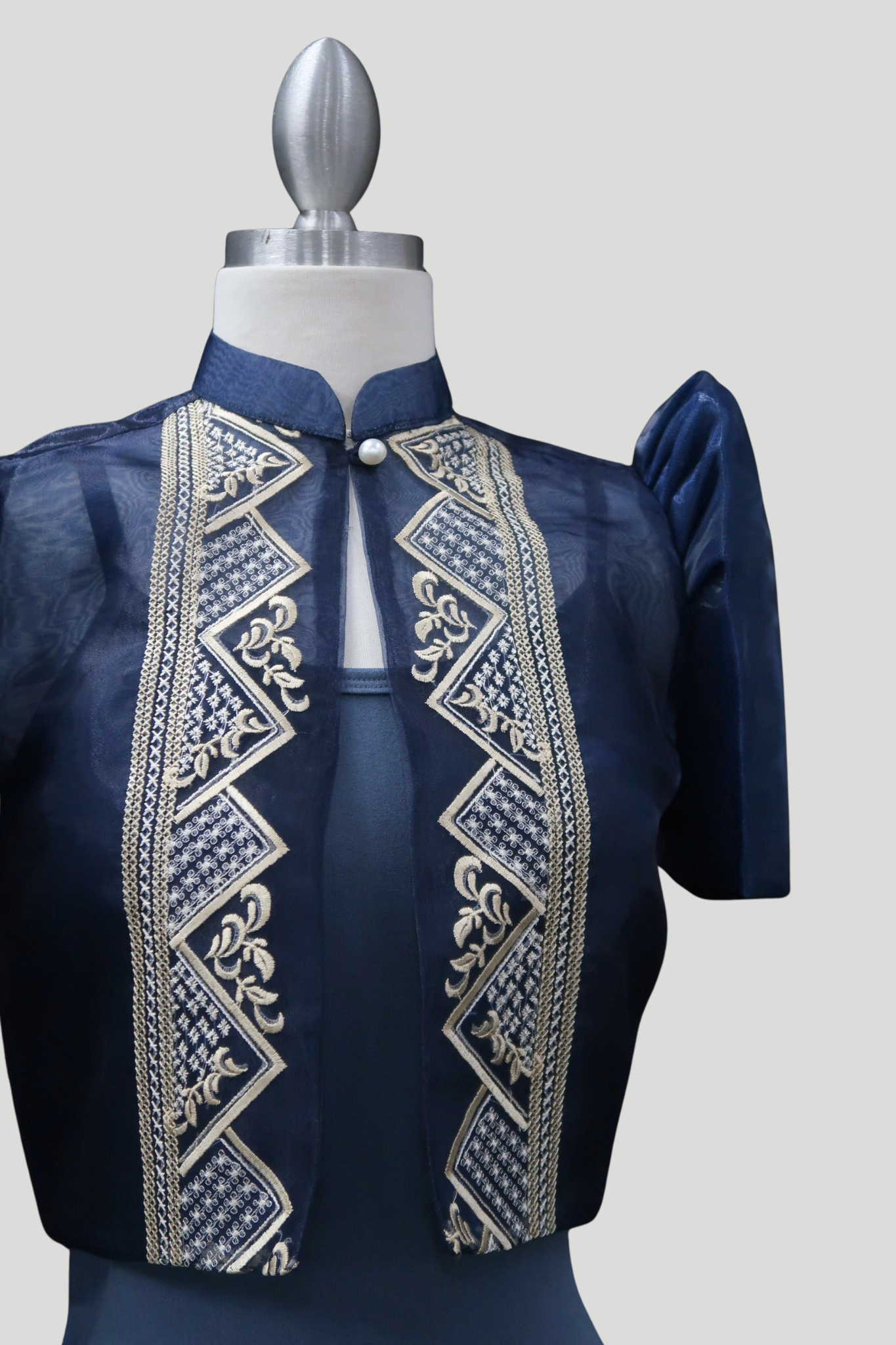 Triangle Single Button Tulle Bolero - Navy Blue
