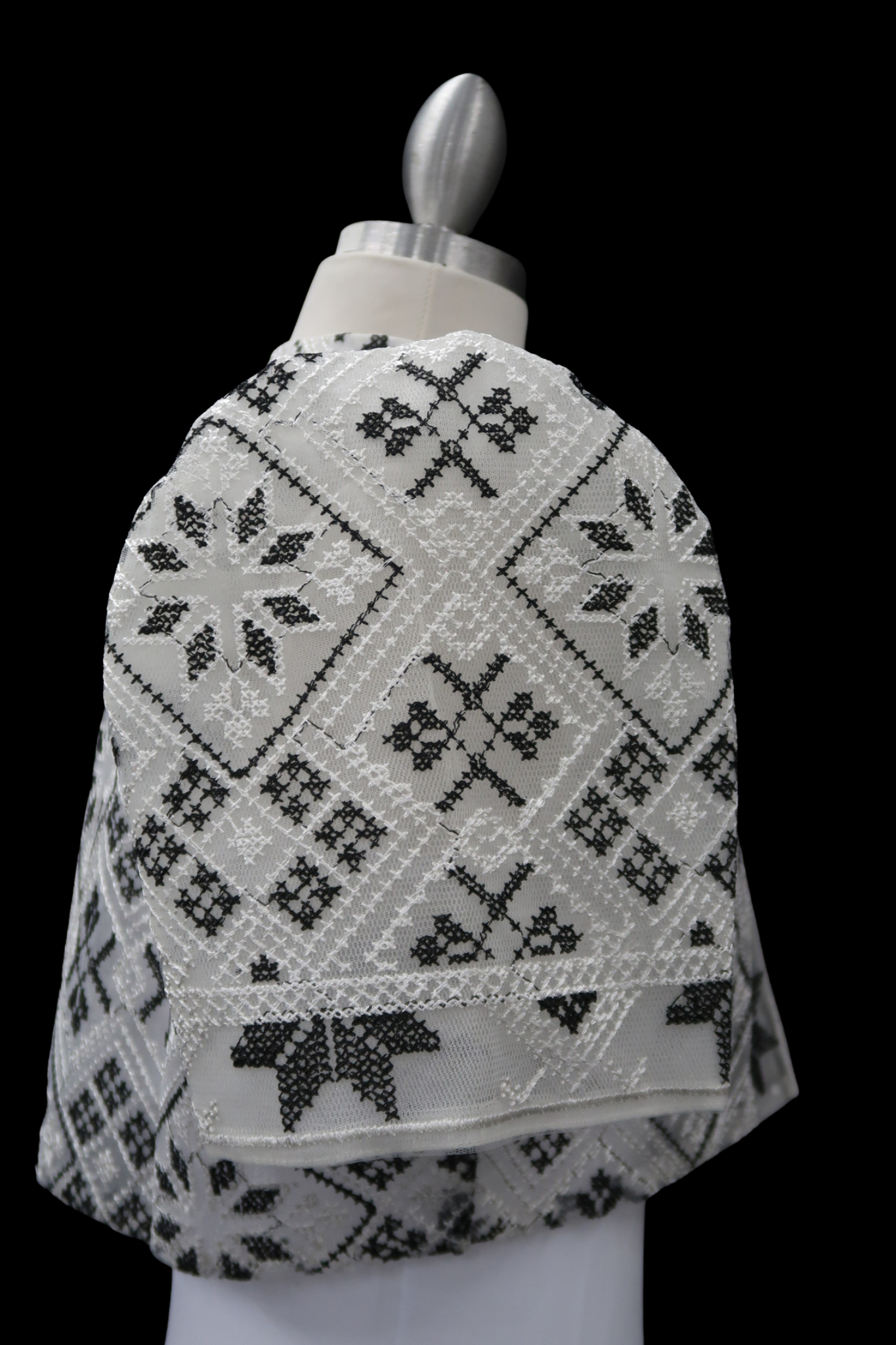 Full Lace Emb Star Bolero - Black & White