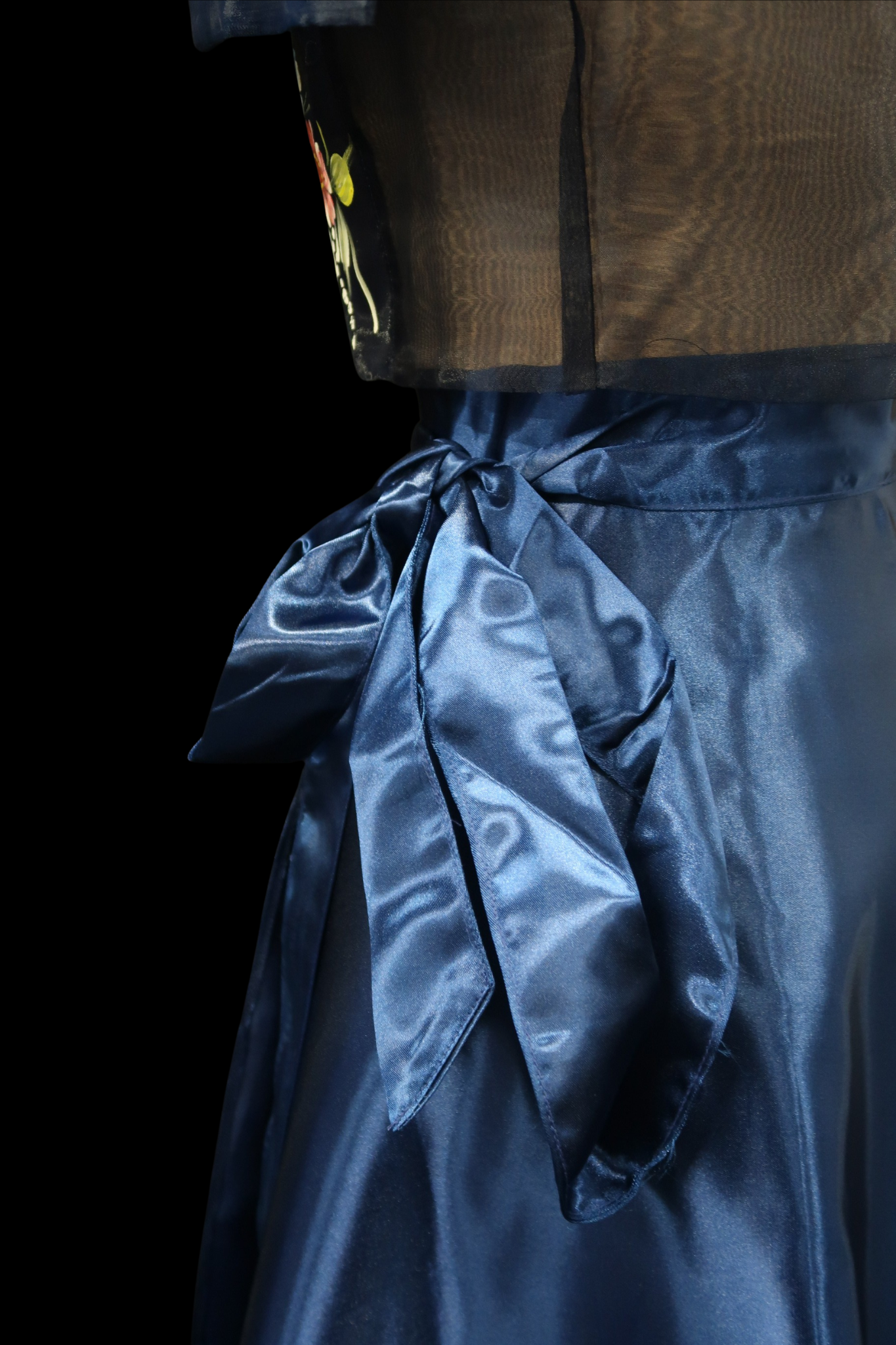 Satin Wrap Skirt - Navy Blue