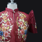 Hand Painted Single Button Bolero - Burgundy