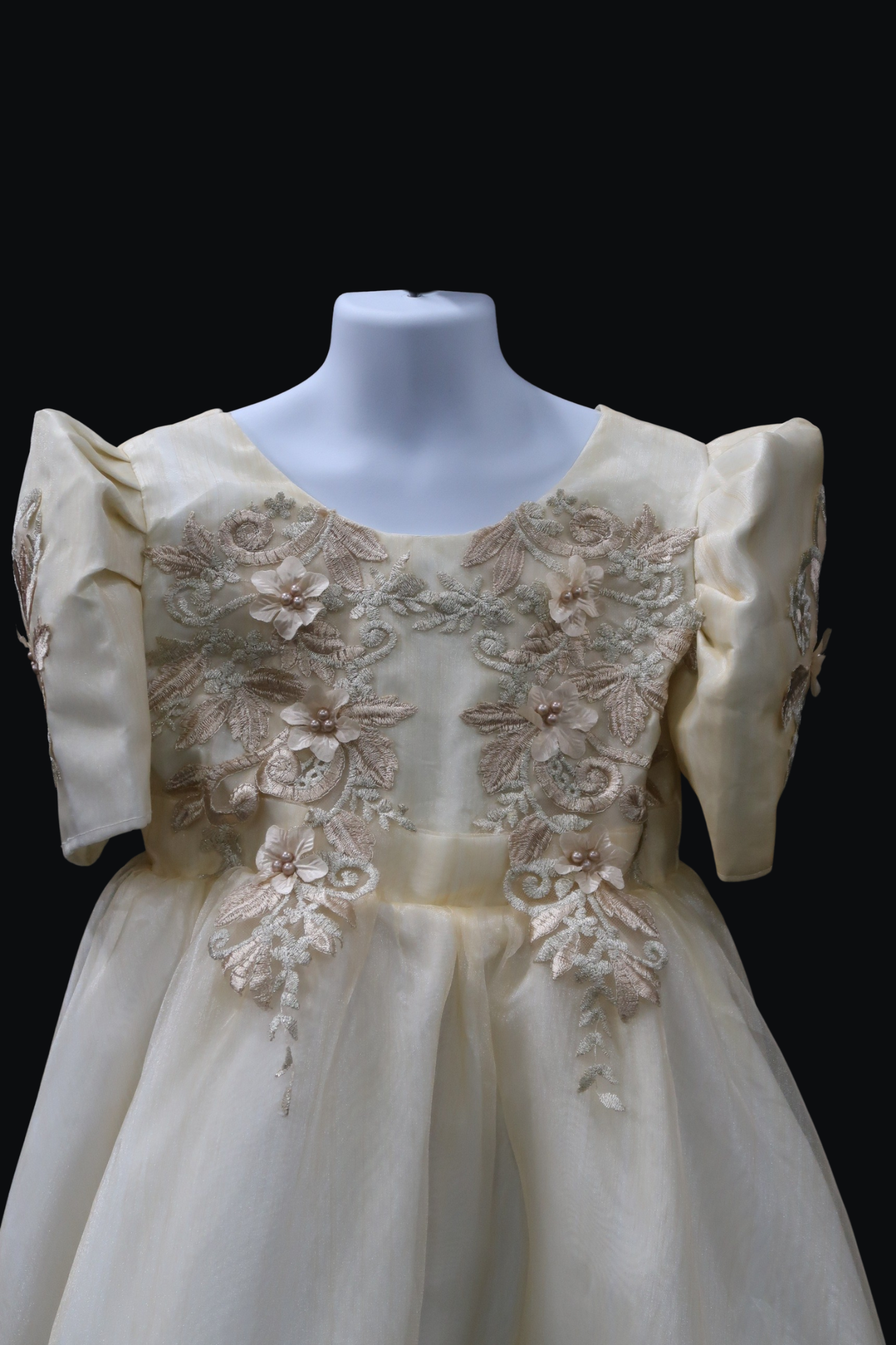 Girl's Lace Filipiniana Ball Gown - Beige