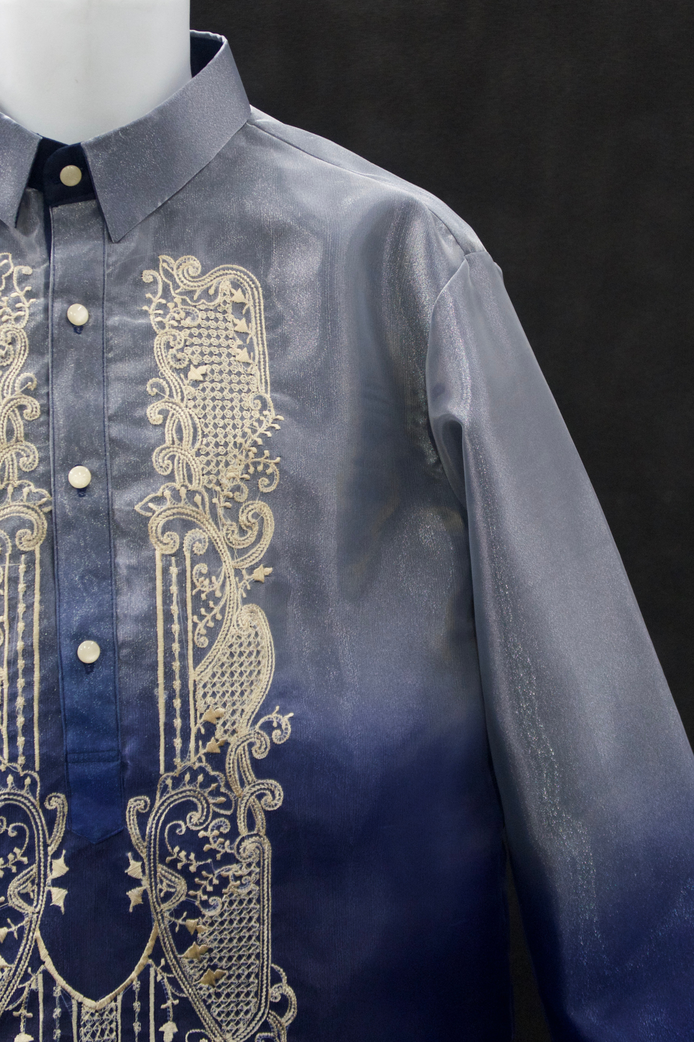 Navy Blue Ombre Organza Barong