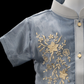 Kids Short Sleeve Barong - Dusty Blue Organza