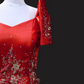 Diamond Satin Filipiniana Gown - Ruby Red