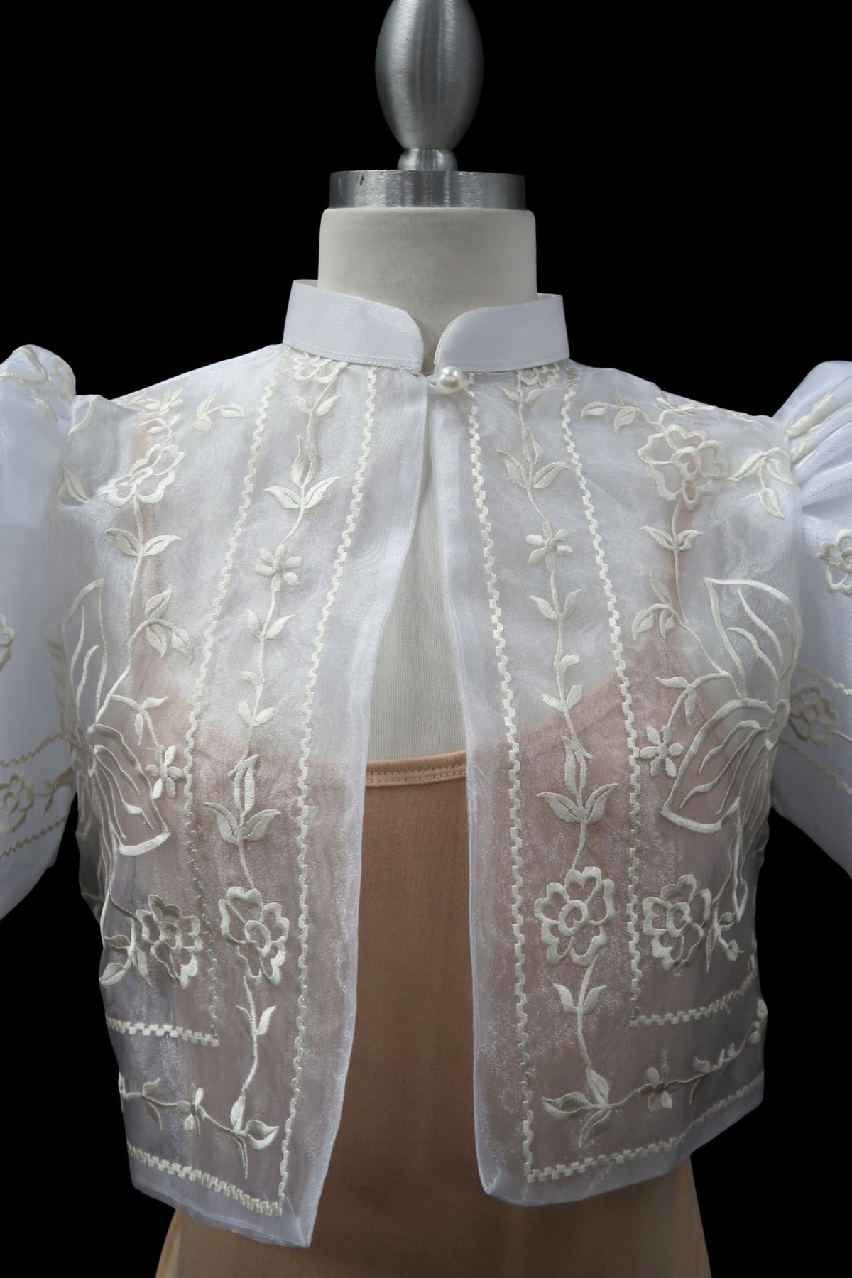 Gumamela Single Button Bolero - Ivory/Ivory