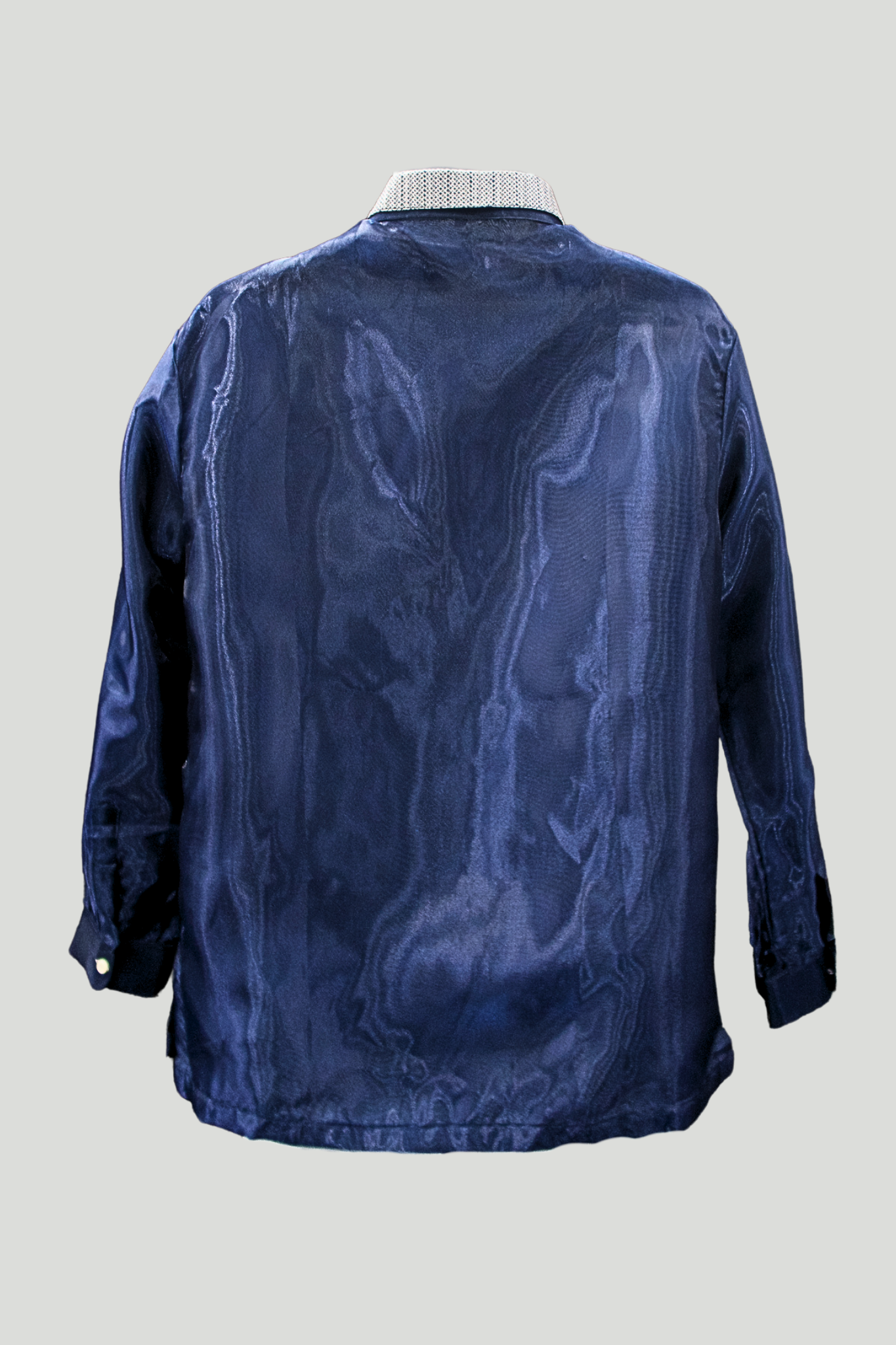 Navy Blue & Silver Organza Barong