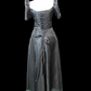 Black Mestiza Satin Gown w/ 3D Lace