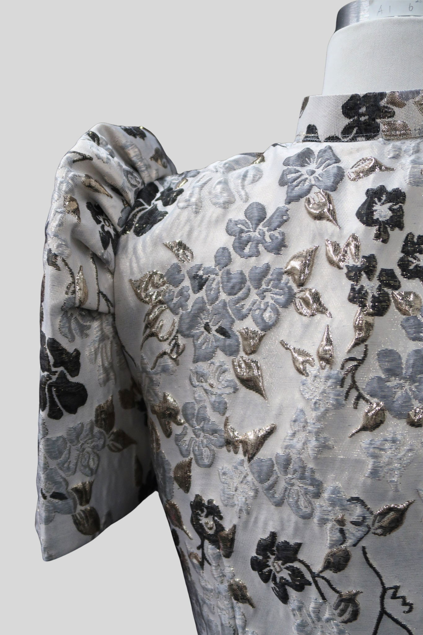 Jacquard Single Button Bolero - Black/Gray