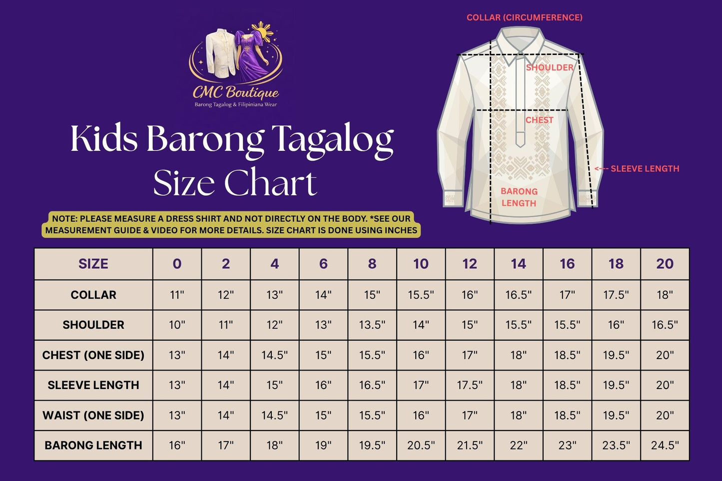Kids Twine Barong - White & White Organza