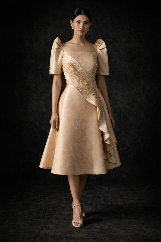 "Amihan" Metallic Gazar Mestiza Dress