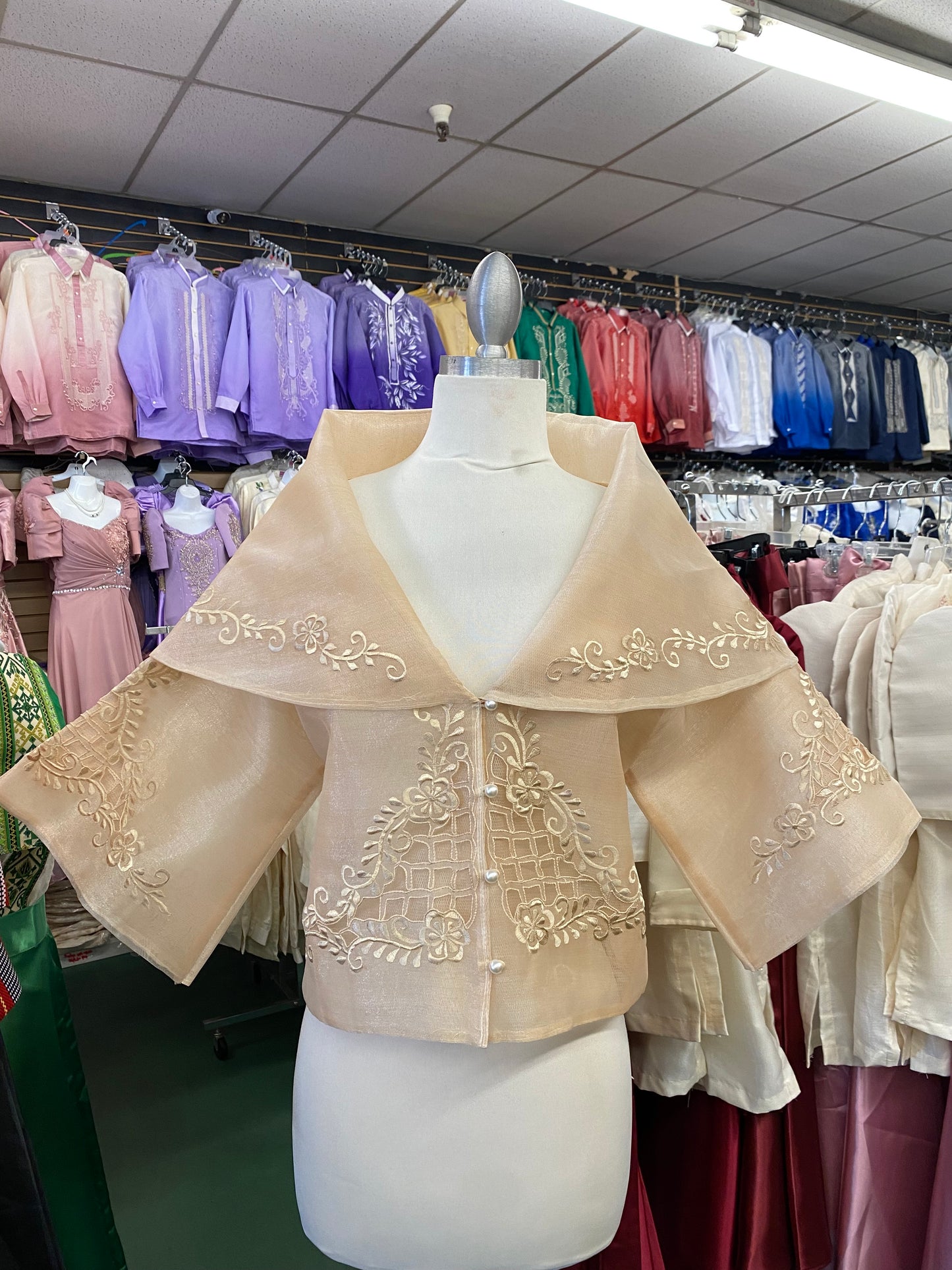 Maria Clara Filipiniana Blouse - Beige