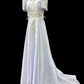 White Metallic Gazar Mestiza Gown w/ Train