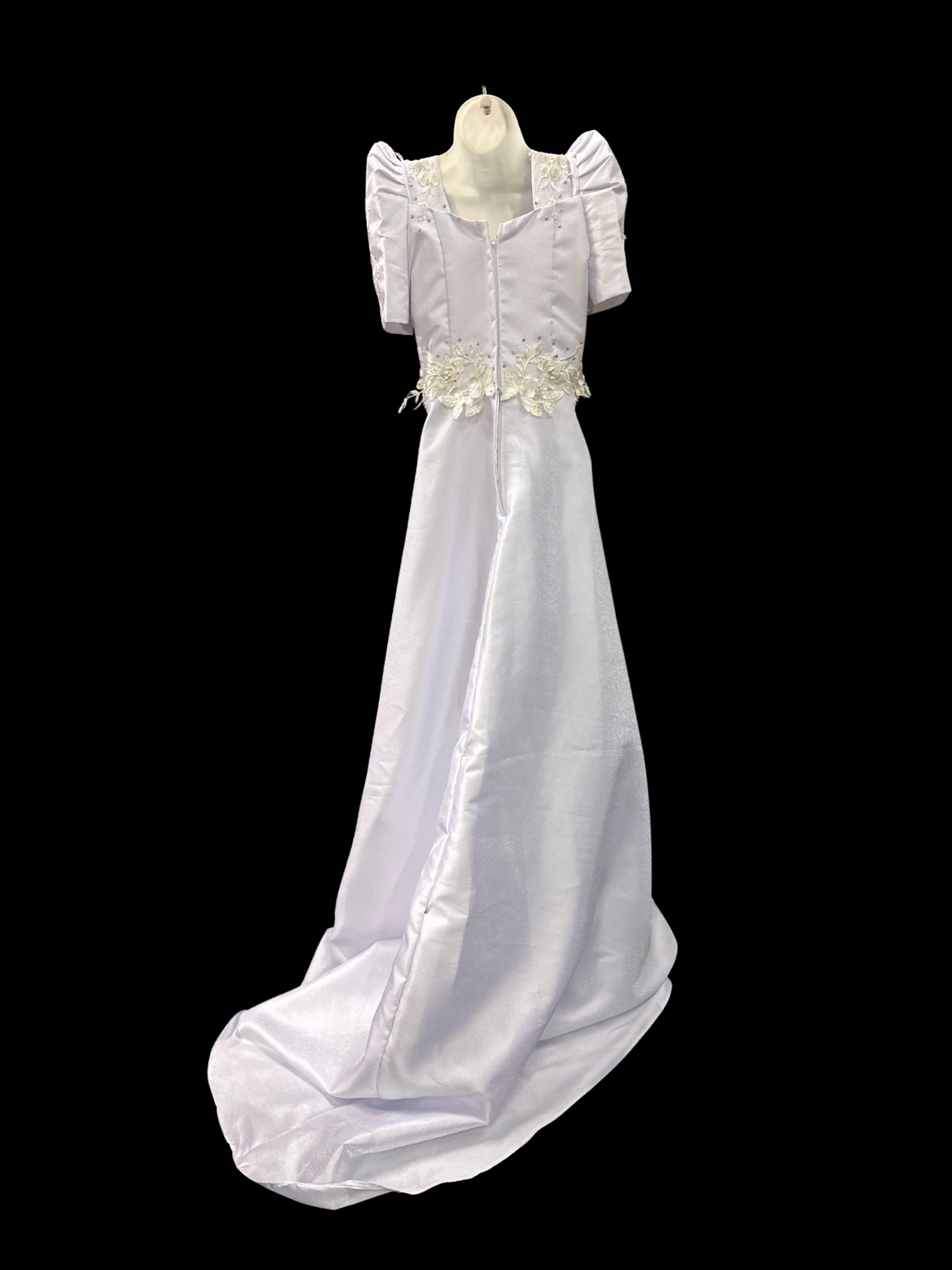 White Metallic Gazar Mestiza Gown w/ Train